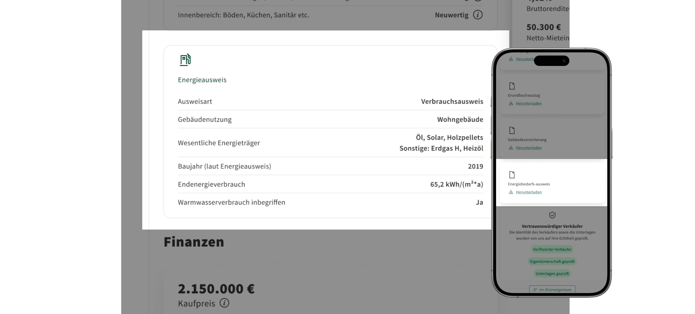 Buyer view: Information displayed clearly within listing description.